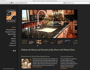 screen shot of web design for alpine granite accents