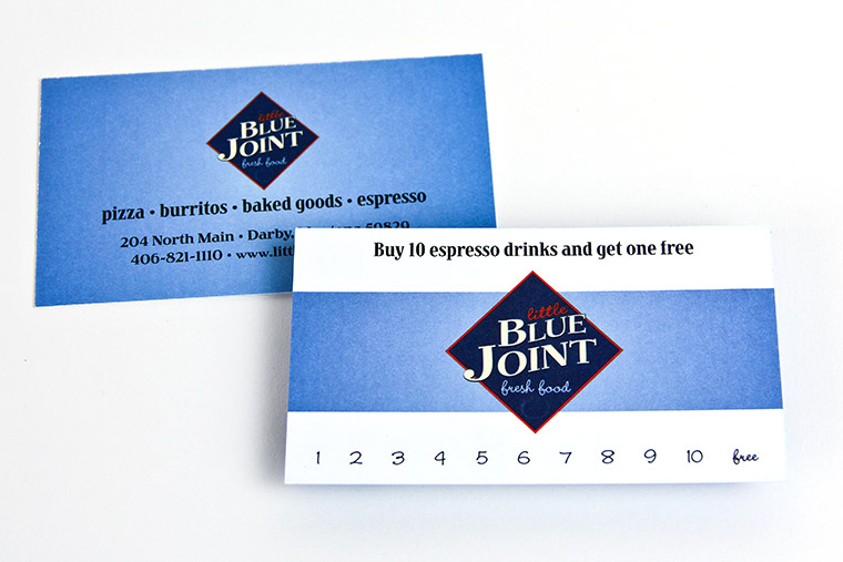 Punch Card designed and printed for Little Blue Joint Restaurant