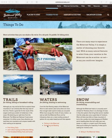 fishing, hiking, horsepack page from visit bitterroot website