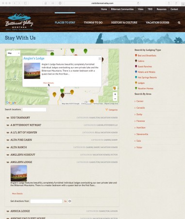 lodging map application designed for visit bitterroot